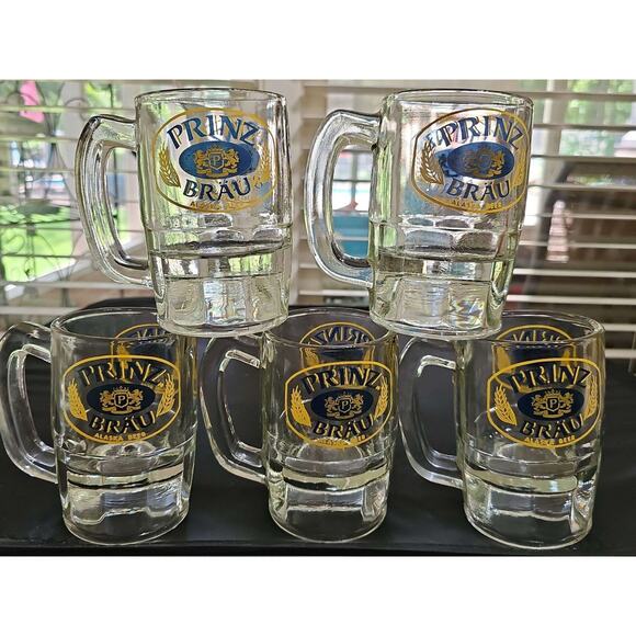 Vintage Original Prinz Brau Alaska Beer Heavy Glass Mug 1979 - One Mug 5" - Picture 3 of 3